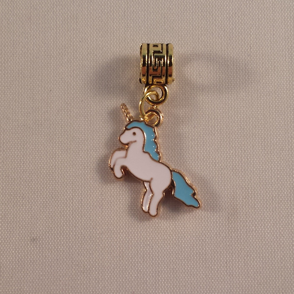 Gold Plated Blue Unicorn Horse Bracelet Necklace Charm Pendant Party Gift - Picture 2 of 2